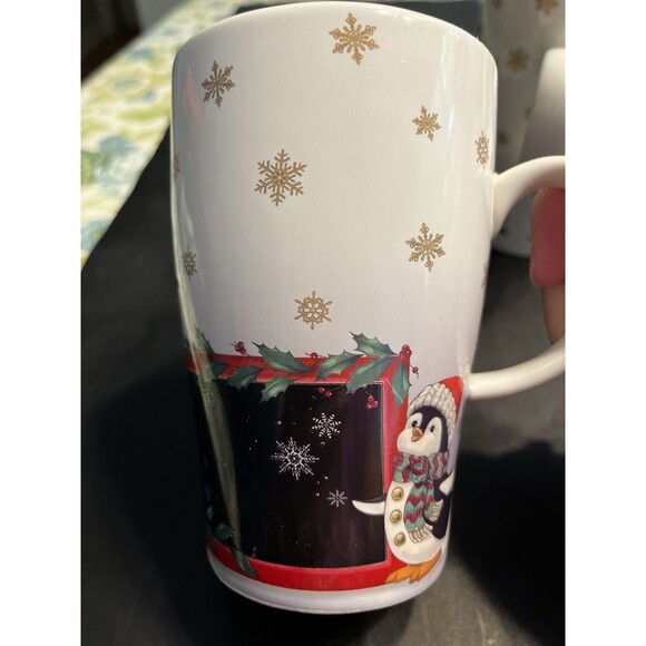 Pair of Lenox Gingerbread & Penguin 14oz Mugs Heat Changing - Picture 9 of 15